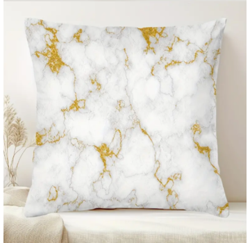 Allernieuwste.nl Kussenhoes Marmerpatroon Wit Goud - 45x45cm