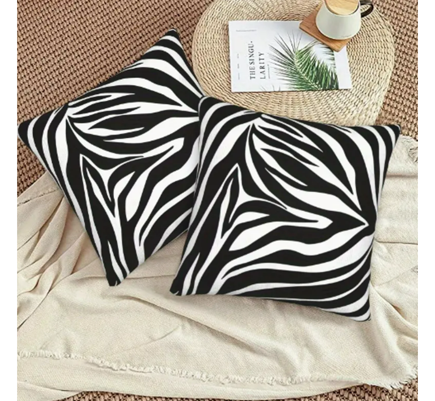 Allernieuwste.nl® Kussenhoes Zebra print Wit Zwart - Moderne Woondecoratie - 45x45cm