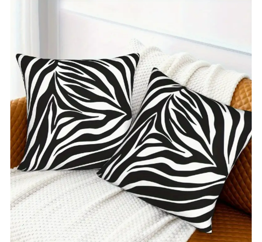 Allernieuwste.nl® Kussenhoes Zebra print Wit Zwart - Moderne Woondecoratie - 45x45cm