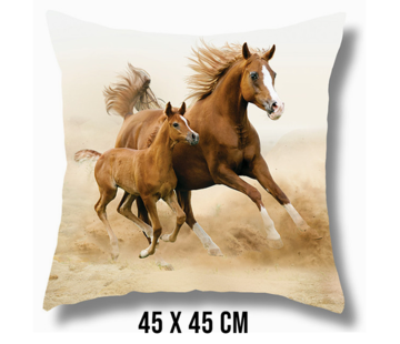 Allernieuwste.nl Kussenhoes Paard met Veulen - 45 x 45 cm