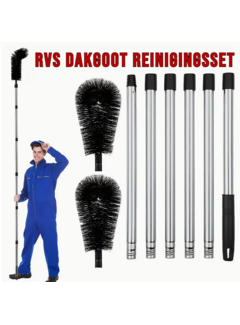 Allernieuwste.nl Dakgoot Blad Reinigingsset Dakgootreiniger 250 cm- incl 2 borstels