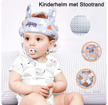 Allernieuwste.nl Baby Valhelm Hoofdkussen met Stootrand / Groen-Grijs