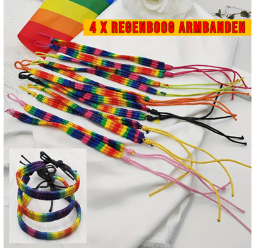 Allernieuwste.nl 4 Stuks LGBT Regenboog Armbanden *