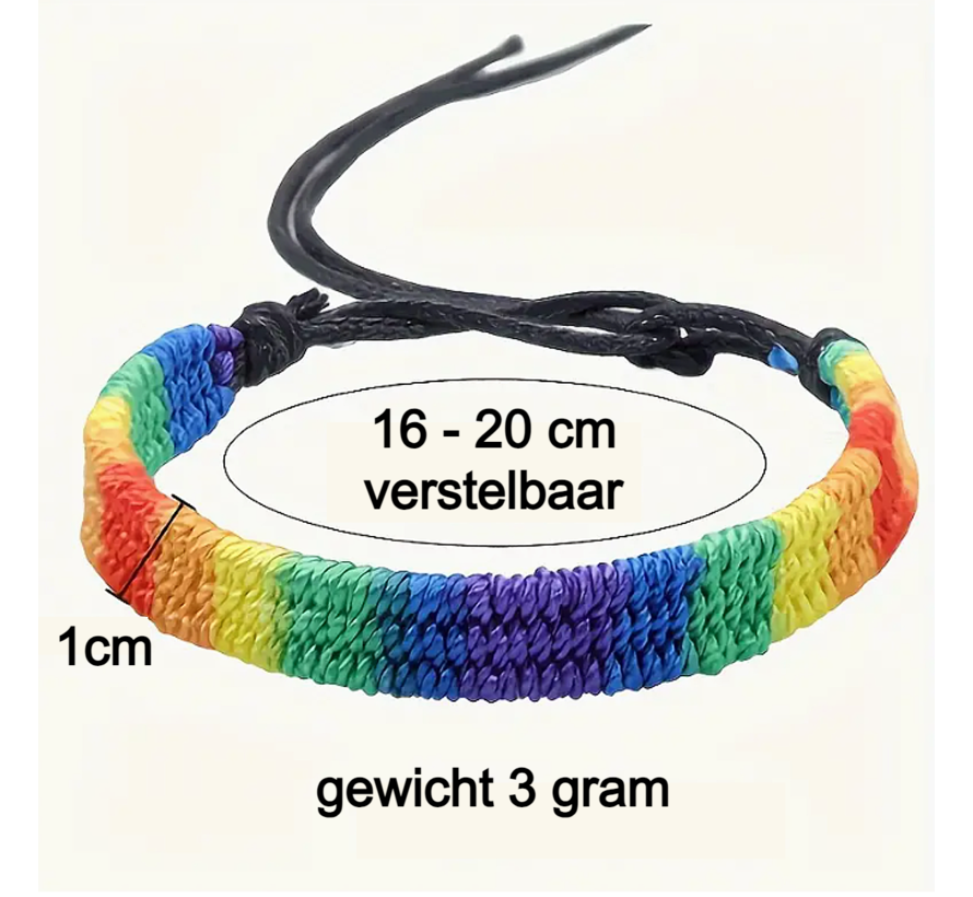 Allernieuwste.nl® 4 Stuks LGBT Regenboog Armbanden - Handgemaakte Vriendschapsbanden Met Koord %%