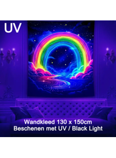 Allernieuwste.nl Fluorescerend Regenboog Wandtapijt - UV 130 x 150 cm