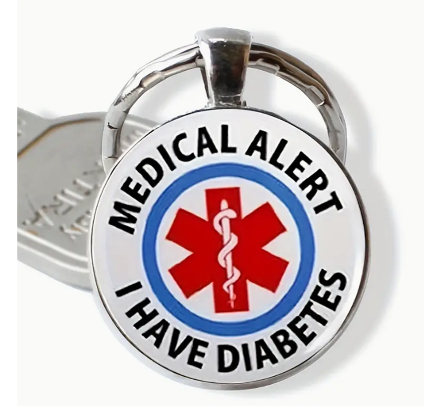 Allernieuwste.nl® Diabetes Sleutelhanger Medisch Alarm Autosleutels Diabetis Zilverkleurig %%