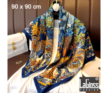 LaGloss Luxe Vierkante Zijde Sjaal Blauw 90 x 90 cm