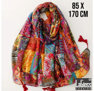 LaGloss Patchwork Sjaal Mix Kleurblok 85 x 170 cm
