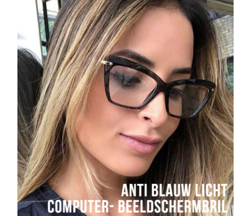 Allernieuwste.nl Zwart Geblokte Modieuze Computerbril **
