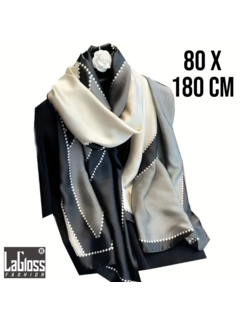 LaGloss Luxe XL Sjaal Grijs Zwart Kleurblok - 80 x 180 cm