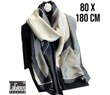 LaGloss Luxe XL Sjaal Grijs Zwart Kleurblok - 80 x 180 cm