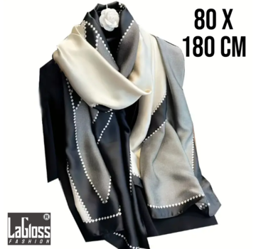 LaGloss Luxe XL Sjaal Grijs Zwart Kleurblok - 80 x 180 cm