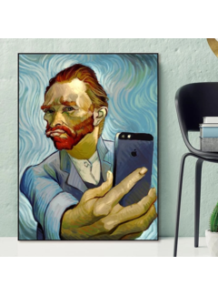 Allernieuwste.nl Canvas Schilderij Selfie Naar Vincent van Gogh - 60 x 80 cm