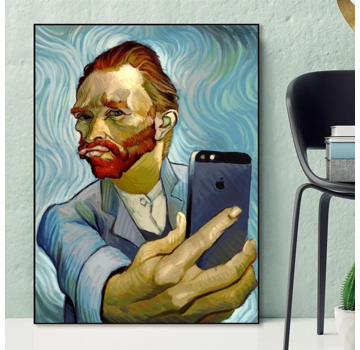 Allernieuwste.nl Canvas Schilderij Selfie Naar Vincent van Gogh - 60 x 80 cm