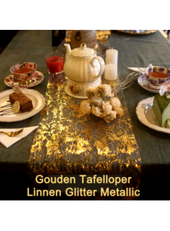 Allernieuwste.nl Gouden Tafelloper Glitter Metallic Kerst - 28 x 285 cm