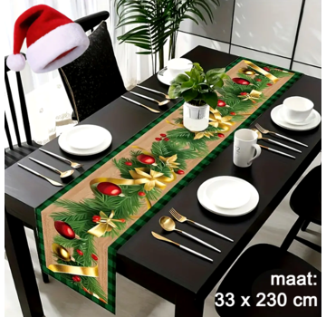 Allernieuwste.nl Kerst Tafelloper Kerstmis Decoratie Goud - 33 x 230 cm
