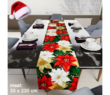 Allernieuwste.nl Kerst Tafelloper Kerstster Kerstmis Decoratie- 33 x 230 cm