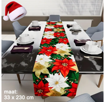 Allernieuwste.nl Kerst Tafelloper Kerstster Kerstmis Decoratie-  33 x 230 cm