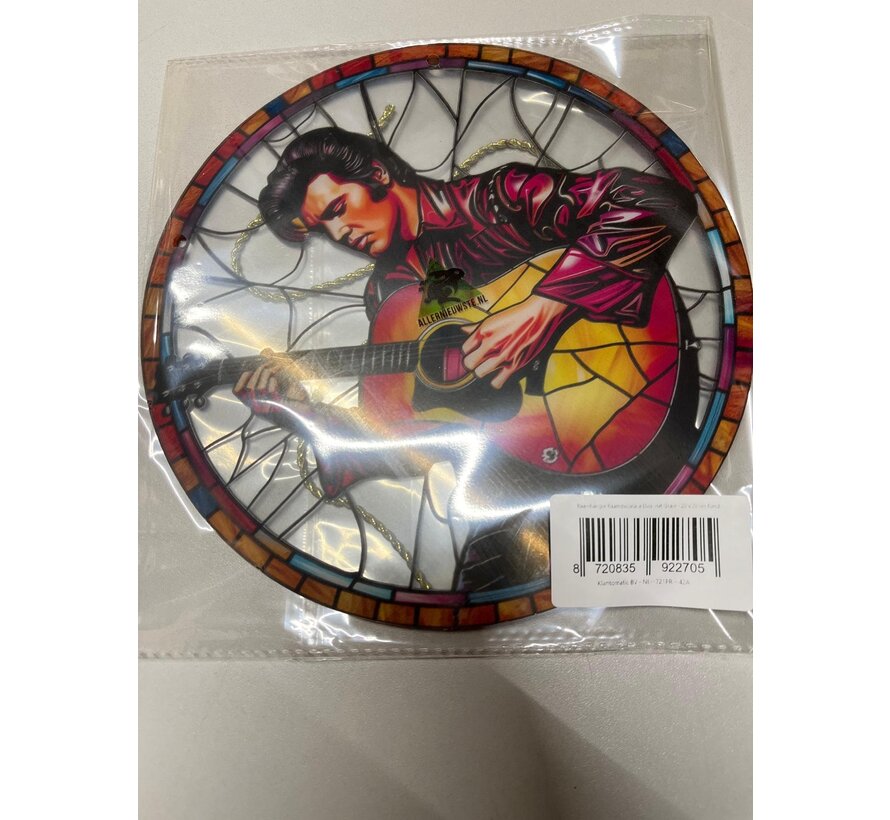 Allernieuwste.nl® Raamhanger Raamdecoratie Elvis met Gitaar - Kleurige Muziek Zonnevanger - 20 x 20 cm Rond %%