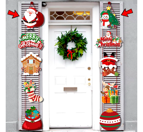 Allernieuwste.nl Allernieuwste.nl® Set van 2 Kerstmis Hangende Deur Banner - 10 Designs - Decoratie Voor Binnen en Buiten ##