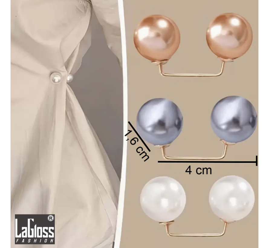 LaGloss® 3 STUKS Parel Veiligheidsspelden Set Kledingspelden Elegante Fashion Clips voor Veiligheid en Stijl %%