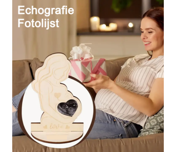 Allernieuwste.nl Echografie Fotohouder - Houten Zwangerschapslijst 20 x 12 cm