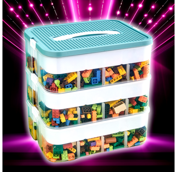 Allernieuwste.nl Sterke Speelgoed Opbergbox -3 lagen met Onderverdelingen - Mint Blauw