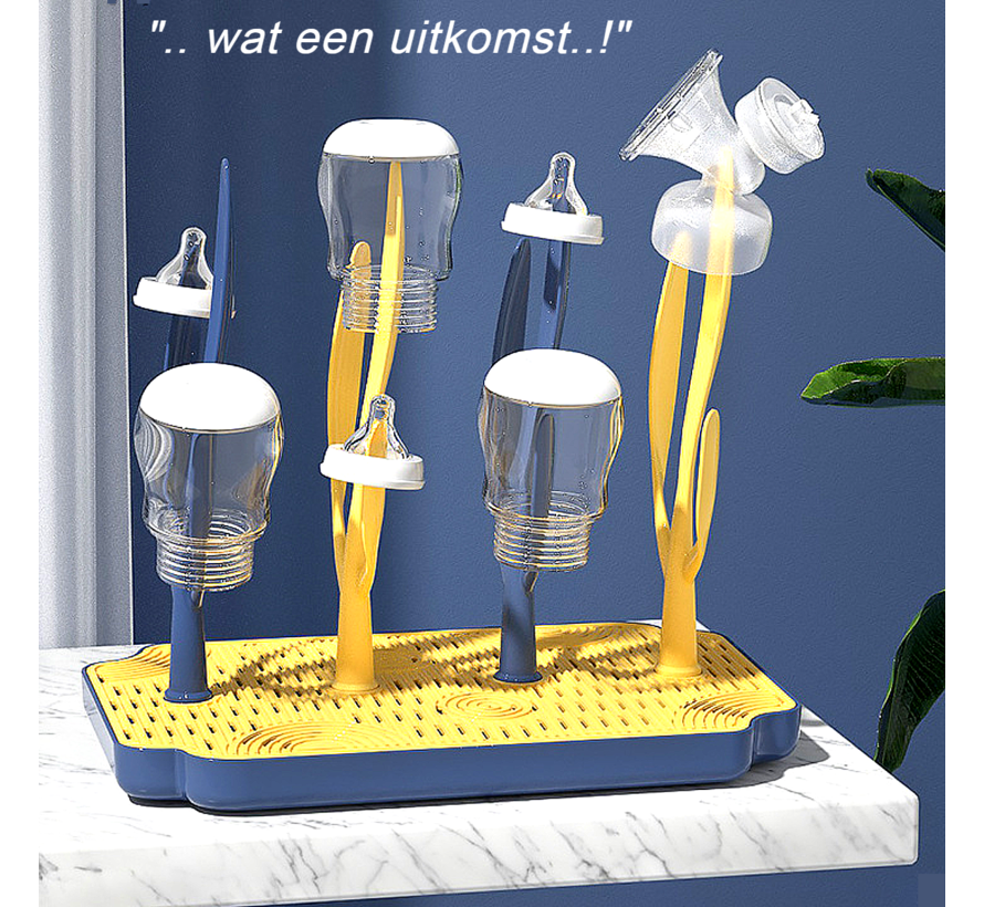 Allernieuwste.nl® Universeel Baby Fles Droogrek - 12 Plekken - Druiprek Blauw Geel 30x18.5x27cm