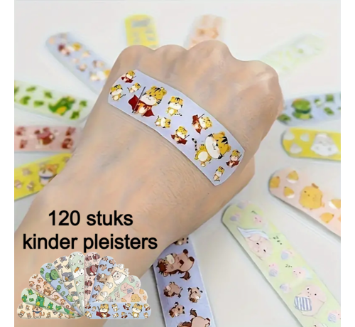 Allernieuwste.nl Allernieuwste.nl® 120 STUKS Mix Cartoon Kinderpleisters - Ademend en Waterdicht - 7.2x1.9cm %%
