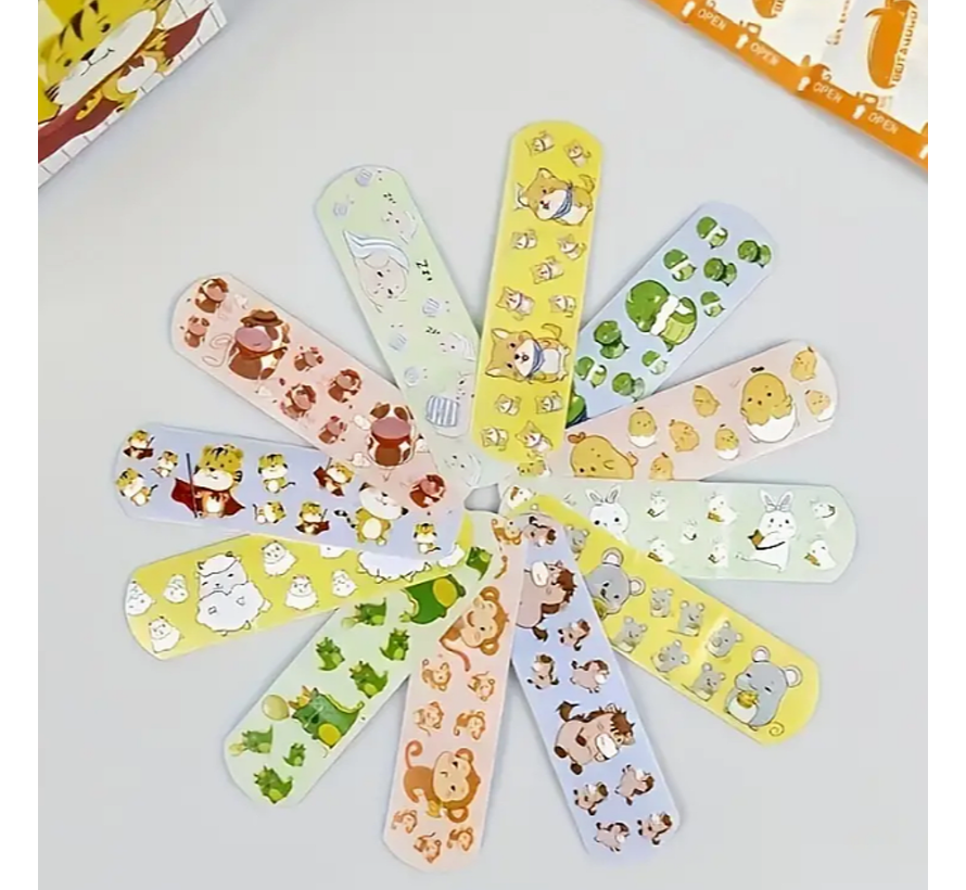 Allernieuwste.nl® 120 STUKS Mix Cartoon Kinderpleisters - Ademend en Waterdicht - 7.2x1.9cm %%