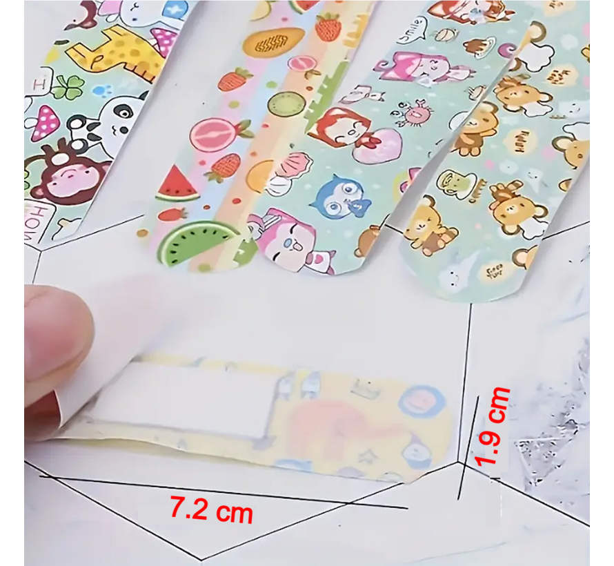 Allernieuwste.nl® 120 STUKS Mix Cartoon Kinderpleisters - Ademend en Waterdicht - 7.2x1.9cm %%