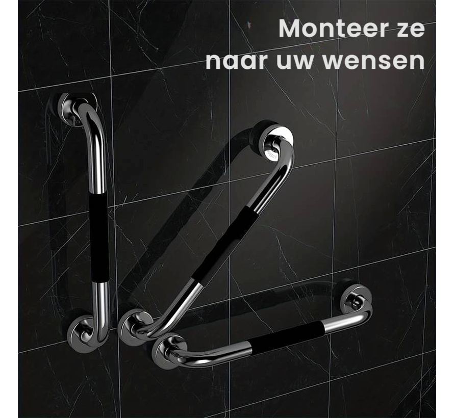 Allernieuwste.nl® 2 Stuks Handgrepen Wandbeugels Voor Senioren Ouderen - Metaal Roestvrij Staal 50cm Douche Badkuip Greep - Badkuip Handvat Bad Handgreep Douchegrepen Badkuip - RVS Handgreep voor Wandmontage WC Badkamer Douche - Anti-Slip 2 STUKS %%