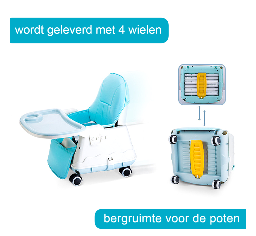 Allernieuwste.nl® 3-in-1 Kinderstoel Verstelbare Baby Stoel Peuterstoel - Voor Eten, Spelen & Rijden !