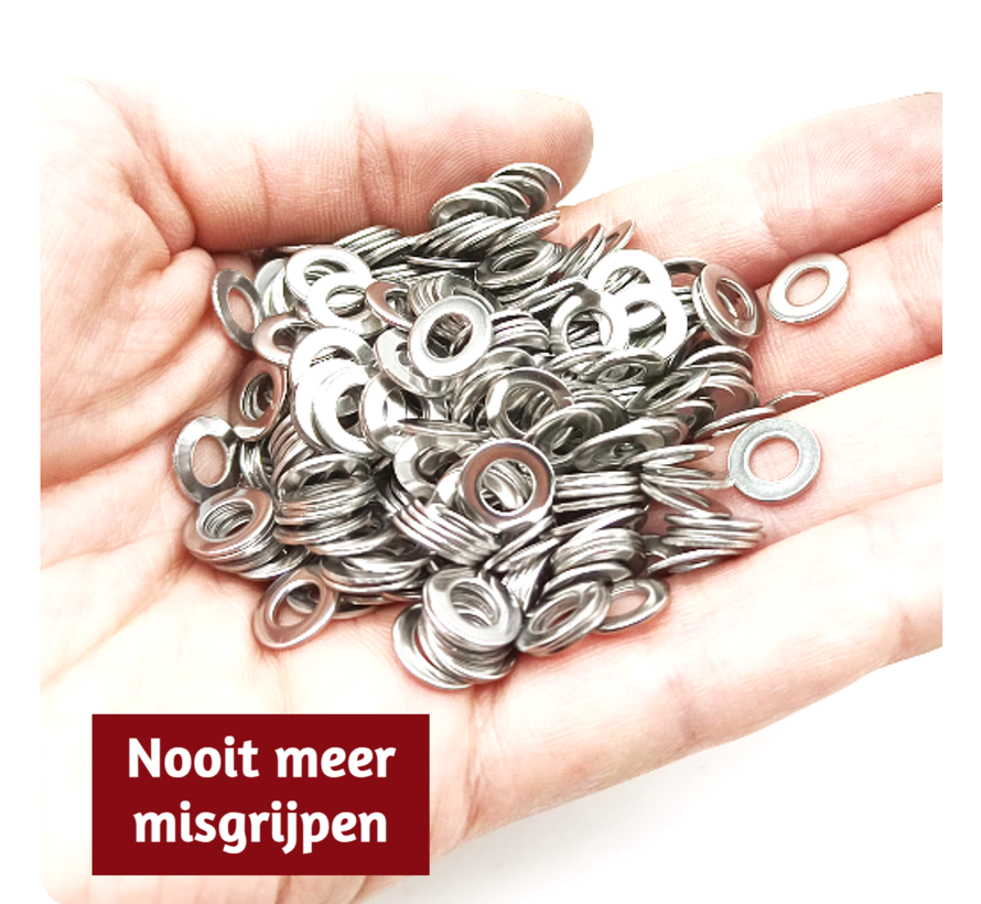 Allernieuwste.nl® 910 Stuks Platte Ringen Assortiment 304 Roestvrijstaal RVS M2 M2.5 M3 M4 M5 M6 M8 M10 M12 Mix Sluitringen ##