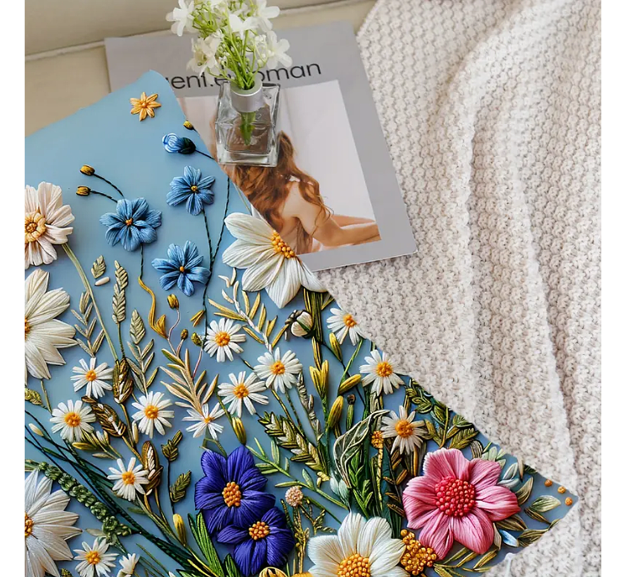 Allernieuwste.nl® Kussenhoes Mix Bloemen - Kussen Polyester 45x45 cm - Bloemen Kussenovertrek %%