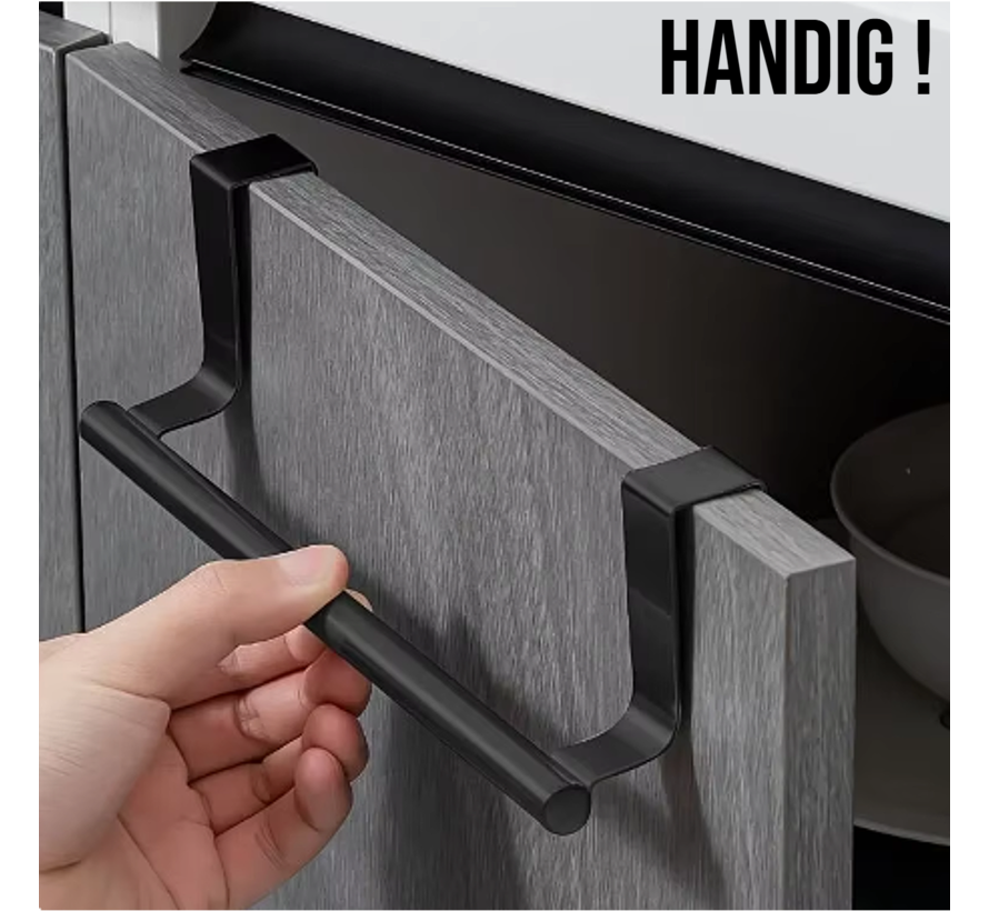 Allernieuwste.nl® 2 Stuks Handdoekhouders voor Boven de Deur Industrial Look - Groot RVS Handdoekenrek - Keuken Kasten - 360 x 62 mm Handdoekrek Zwart ##