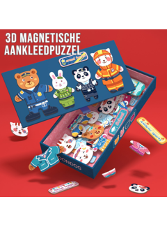 Allernieuwste.nl® Magnetische 3D Houten Aankleed Puzzel Dieren Voor Kinderen 3, 4, 5, 6 jaar