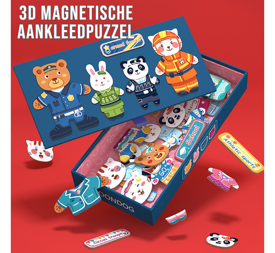 Allernieuwste.nl® 3D Houten Aankleed Puzzel Educatieve Dieren Aankleedpuzzel Voor Kinderen 3, 4, 5, 6 jaar