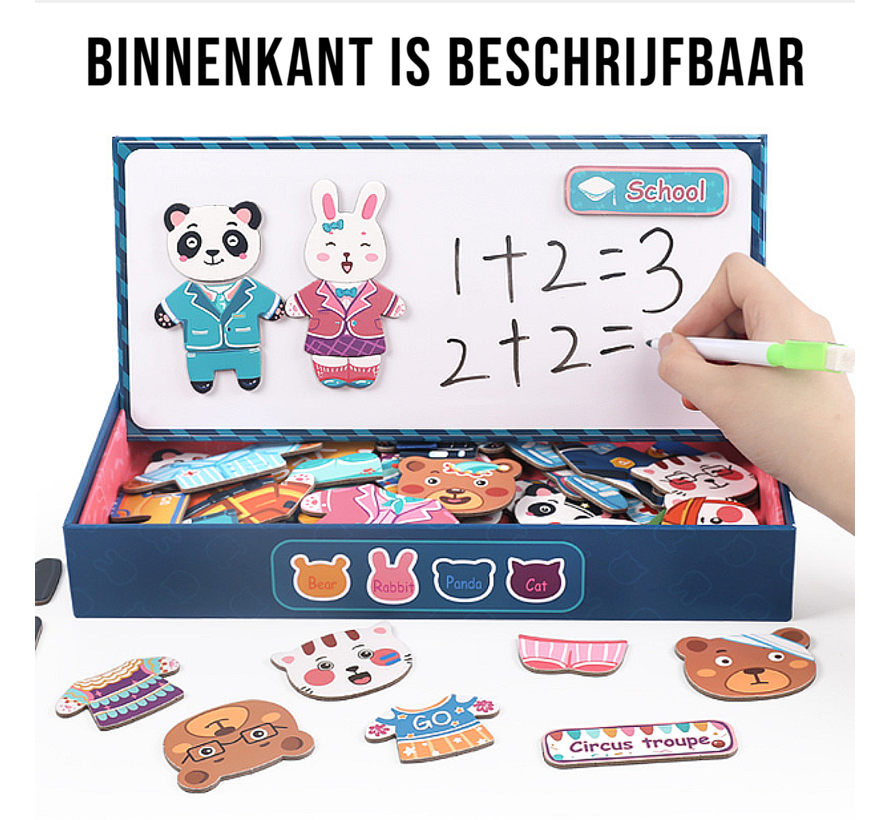 Allernieuwste.nl® Magnetische 3D Houten Aankleed Puzzel Educatieve Dieren Aankleedpuzzel Voor Kinderen 3, 4, 5, 6 jaar
