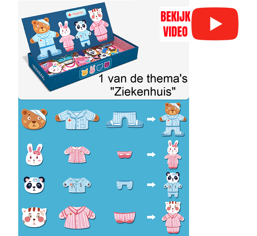 Allernieuwste.nl® Magnetische 3D Houten Aankleed Puzzel Educatieve Dieren Aankleedpuzzel Voor Kinderen 3, 4, 5, 6 jaar