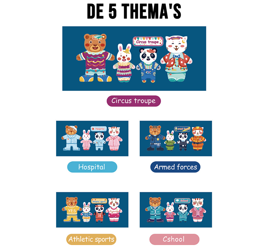 Allernieuwste.nl® Magnetische 3D Houten Aankleed Puzzel Educatieve Dieren Aankleedpuzzel Voor Kinderen 3, 4, 5, 6 jaar