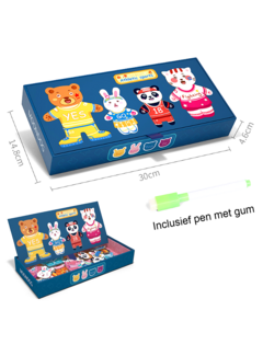 Allernieuwste.nl® 3D Houten Aankleed Puzzel Dieren Voor Kinderen 3, 4, 5, 6 jaar