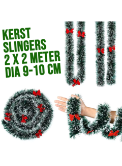 Allernieuwste.nl 4 Meter Kerstslinger Kerst Versiering Deco met Sneeuw en Strik