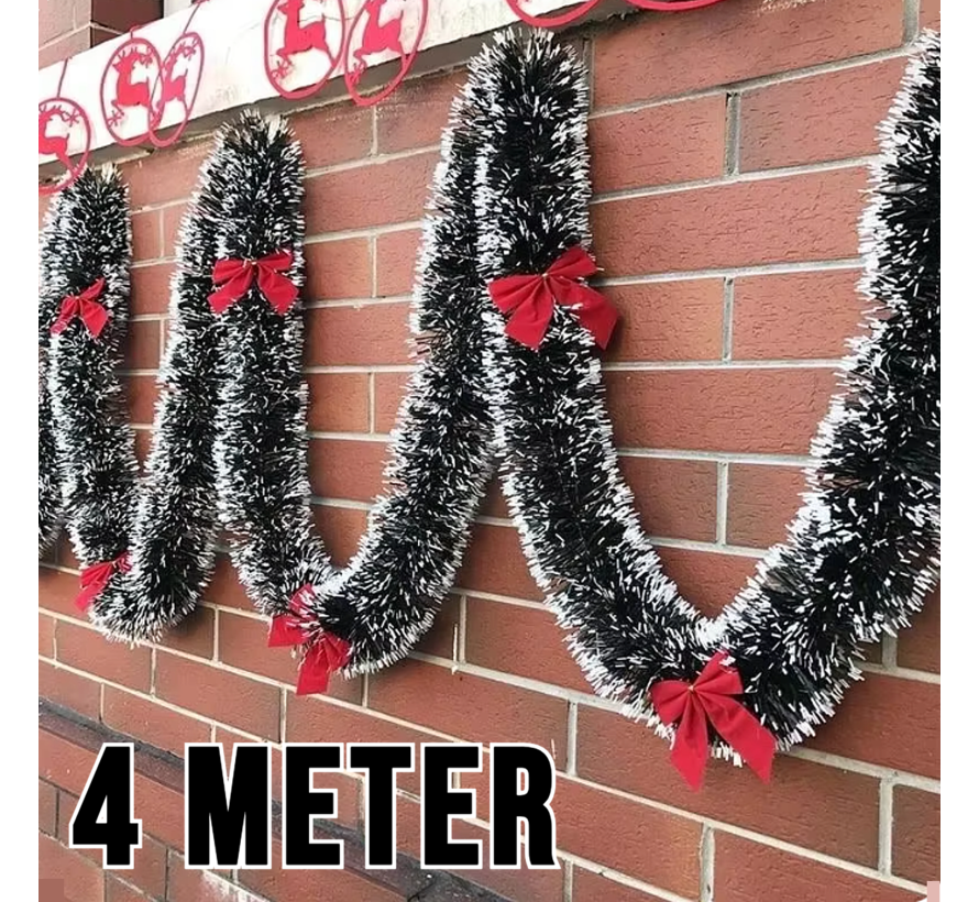 Allernieuwste.nl® 4 Meter Kerstslinger Kerst Versiering Deco met Sneeuw en Strik Guirlande Kerst Decoratie 4 meter