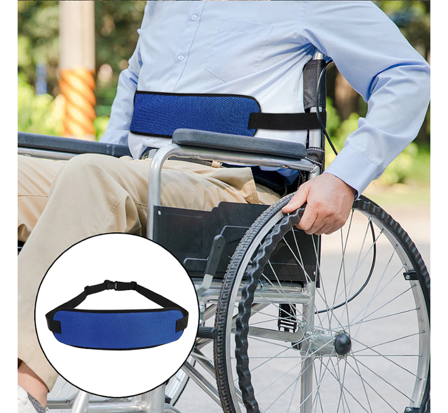 Allernieuwste.nl® Brede Luxe Rolstoelgordel - Veiligheidsriem voor Rolstoelen - Veilige Heupband voor Rolstoel Scooter Scootmobiel - Blauw - 130 x 12 cm