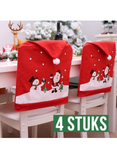 Allernieuwste.nl 4 Stuks Kerst Stoelhoezen Sneeuw 1 - 62 x 50 cm