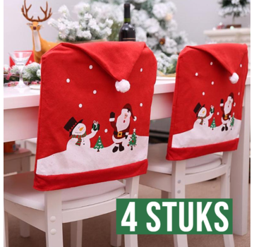 Allernieuwste.nl 4 Stuks Kerst Stoelhoezen Sneeuw 1 - 62 x 50 cm