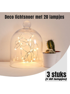Allernieuwste.nl 3 STUKS LED Lichtsnoer - Wit - 2 METER 20 Lampjes Elk