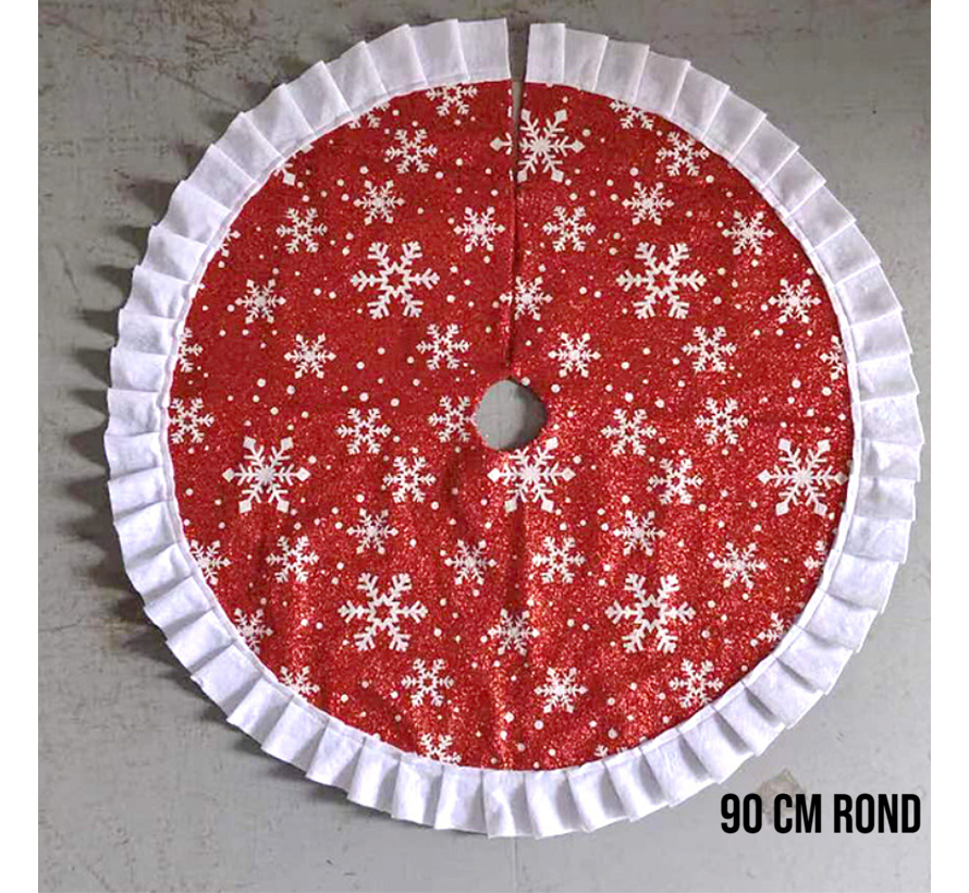 KerstboomROK met Sneeuwvlokken - Rond Kerstboomkleed - Decoratie Kerst Kleed - Sneeuwvlok - 90 cm