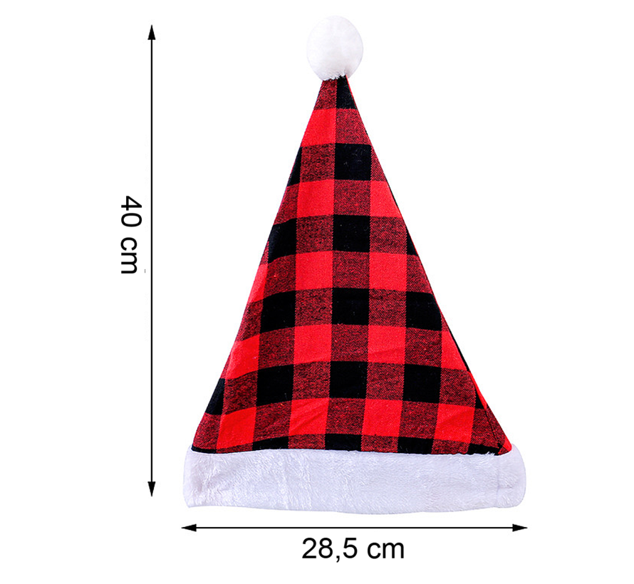 Allernieuwste.nl® 2 Stuks Luxe Geblokte Geruite Kerstmuts Rood-Zwart - Opvallend Anders - 2 Stuks